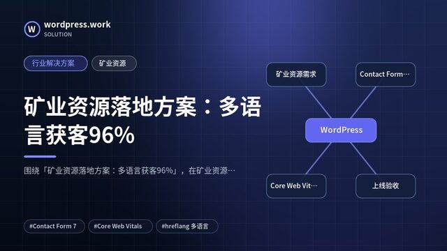 矿业资源落地方案:多语言获客96%|行业解决方案|矿业资源