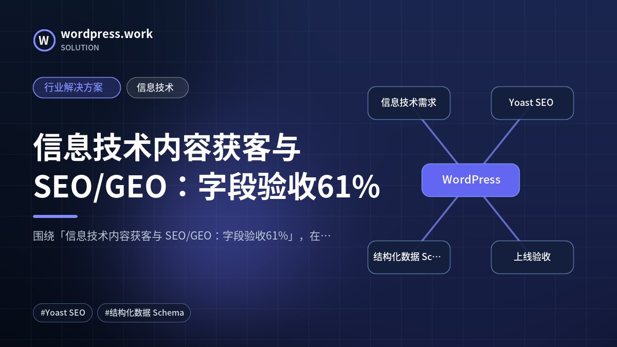 信息技术内容获客与 SEO/GEO：字段验收61%｜行业解决方案｜信息技术