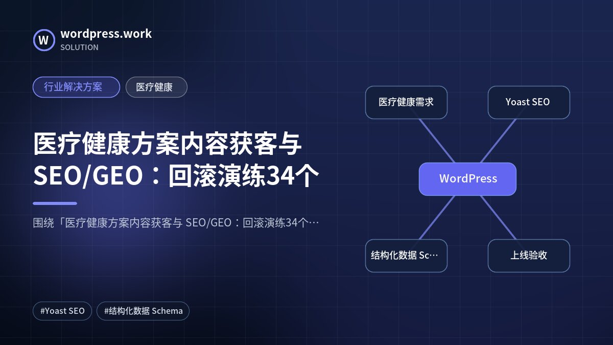 医疗健康方案内容获客与 SEO/GEO:回滚演练34个|行业解决方案|医疗健康