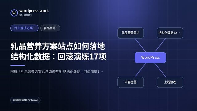 乳品营养方案站点如何落地 结构化数据:回滚演练17项|行业解决方案|乳品营养