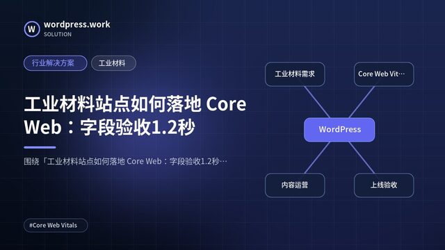 工业材料站点如何落地 Core Web：字段验收1.2秒｜行业解决方案｜工业材料