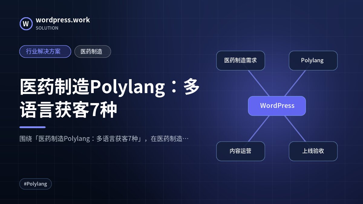 医药制造Polylang：多语言获客7种｜行业解决方案｜医药制造