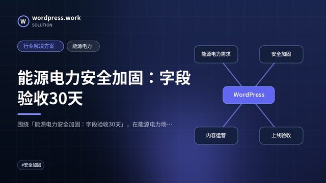 能源电力安全加固：字段验收30天｜行业解决方案｜能源电力