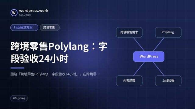 跨境零售Polylang:字段验收24小时|行业解决方案|跨境零售