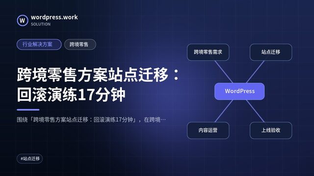 跨境零售方案站点迁移：回滚演练17分钟｜行业解决方案｜跨境零售