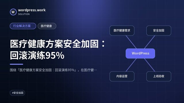 医疗健康方案安全加固：回滚演练95%｜行业解决方案｜医疗健康