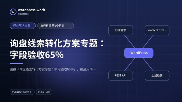 询盘线索转化方案专题：字段验收65%｜行业解决方案｜出行租赁 等6个行业