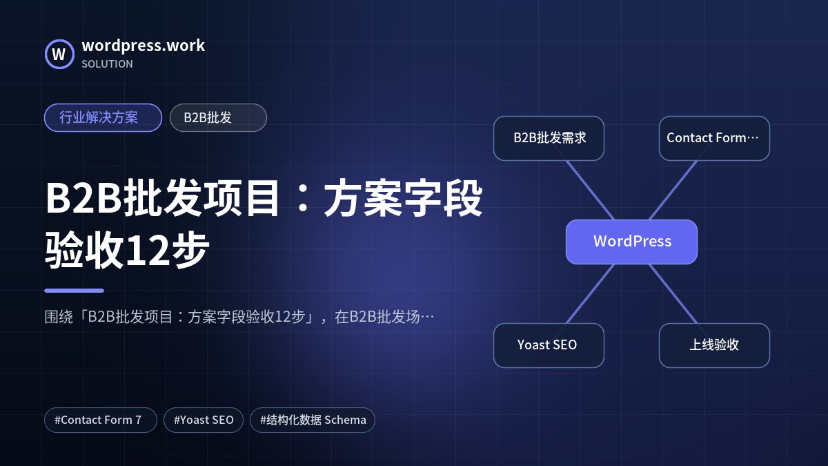 B2B批发项目：方案字段验收12步｜行业解决方案｜B2B批发