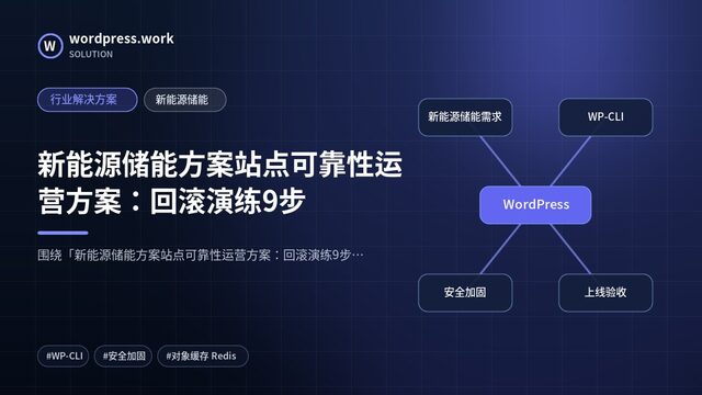 新能源储能方案站点可靠性运营方案：回滚演练9步｜行业解决方案｜新能源储能