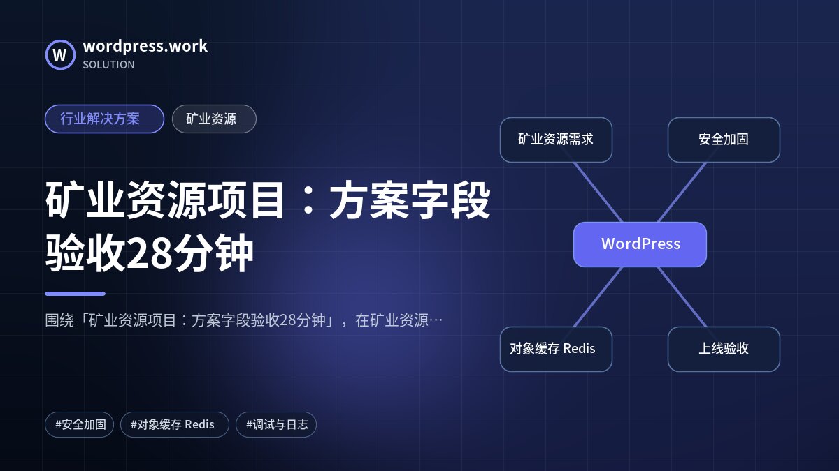 矿业资源项目:方案字段验收28分钟|行业解决方案|矿业资源