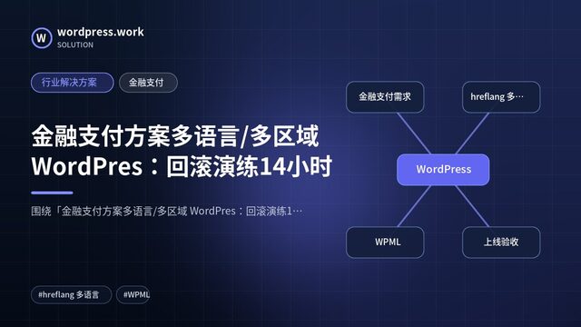 金融支付方案多语言/多区域 WordPres:回滚演练14小时|行业解决方案|金融支付