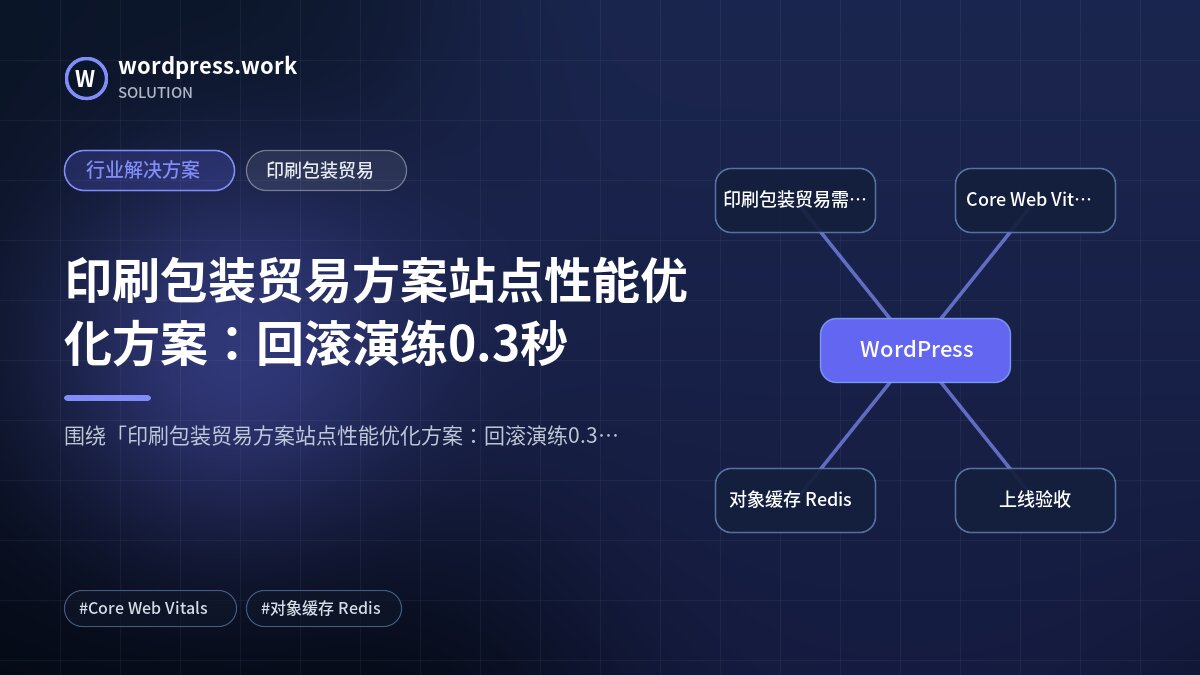 印刷包装贸易方案站点性能优化方案:回滚演练0.3秒|行业解决方案|印刷包装贸易