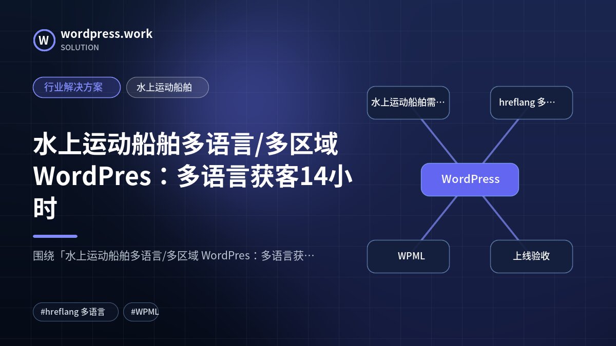 水上运动船舶多语言/多区域 WordPres：多语言获客14小时｜行业解决方案｜水上运动船舶