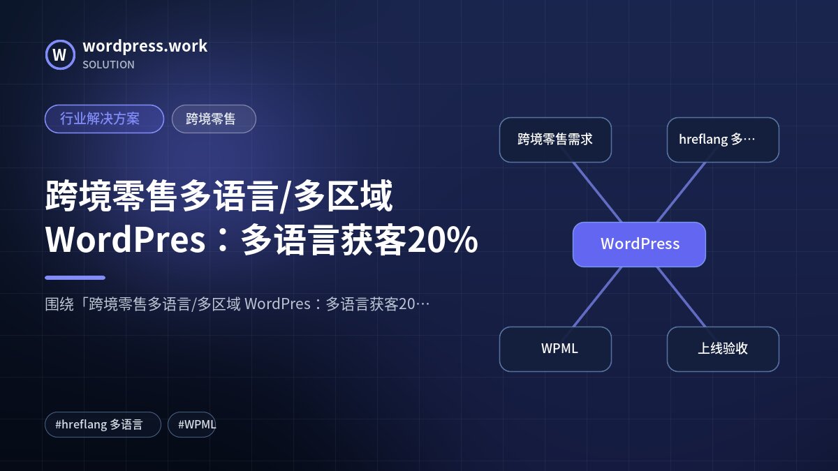 跨境零售多语言/多区域 WordPres：多语言获客20%｜行业解决方案｜跨境零售