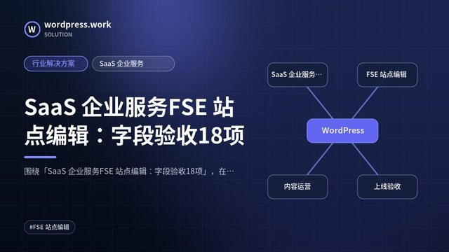 SaaS 企业服务FSE 站点编辑：字段验收18项｜行业解决方案｜SaaS 企业服务