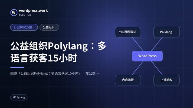 公益组织Polylang：多语言获客15小时｜行业解决方案｜公益组织