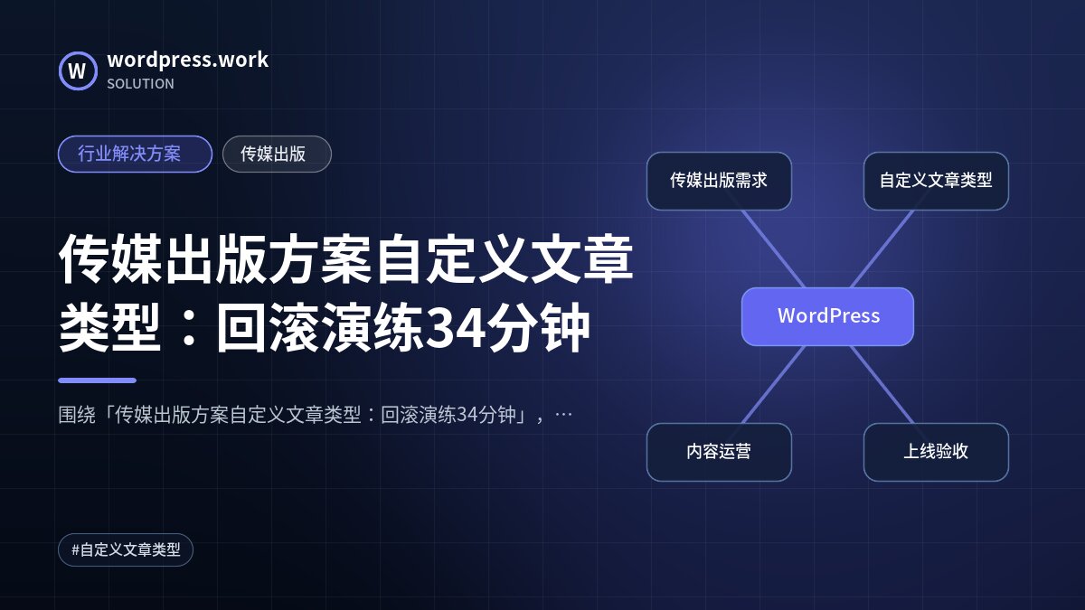 传媒出版方案自定义文章类型:回滚演练34分钟|行业解决方案|传媒出版