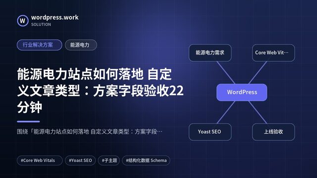 能源电力站点如何落地 自定义文章类型：方案字段验收22分钟｜行业解决方案｜能源电力