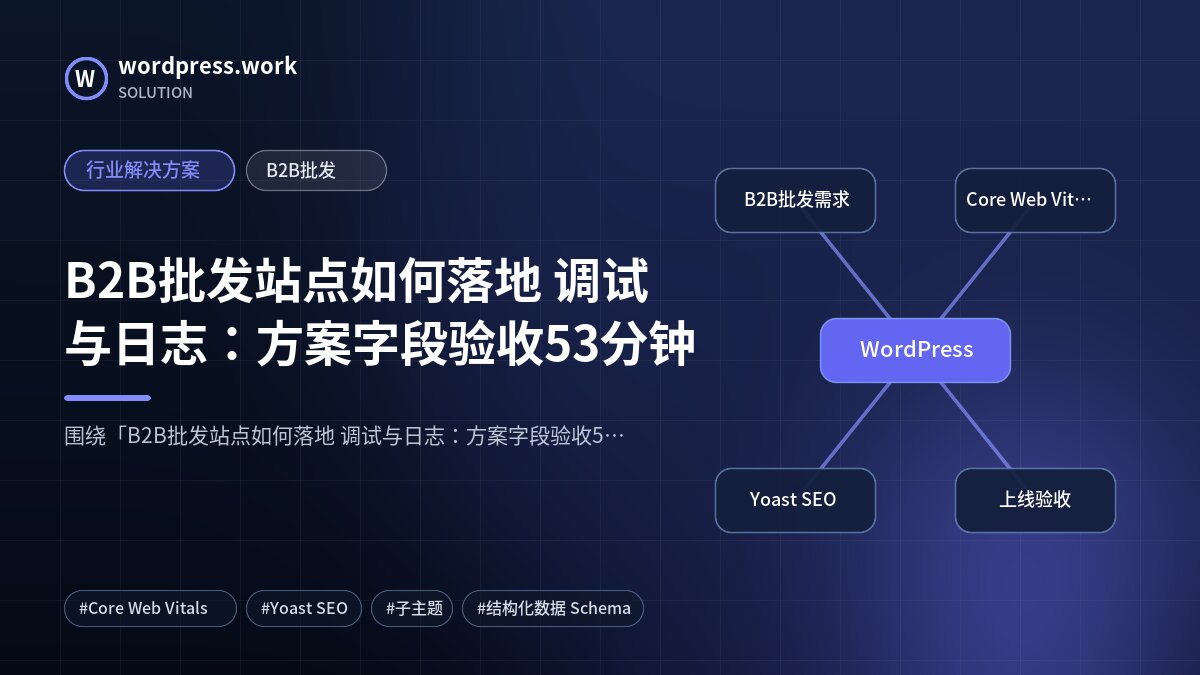 B2B批发站点如何落地 调试与日志:方案字段验收53分钟|行业解决方案|B2B批发
