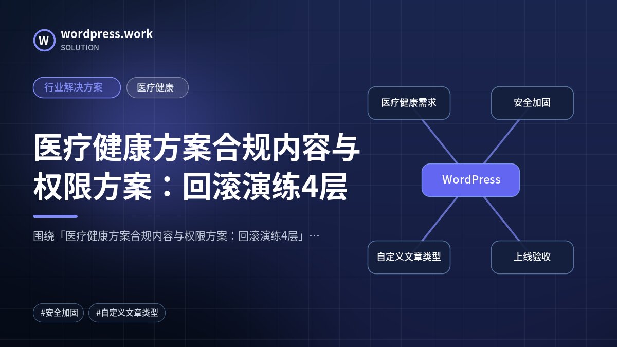 医疗健康方案合规内容与权限方案:回滚演练4层|行业解决方案|医疗健康