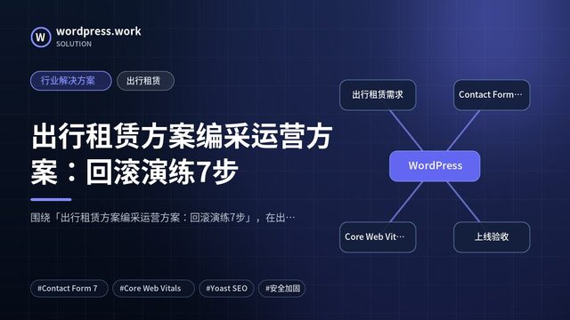 出行租赁方案编采运营方案:回滚演练7步|行业解决方案|出行租赁