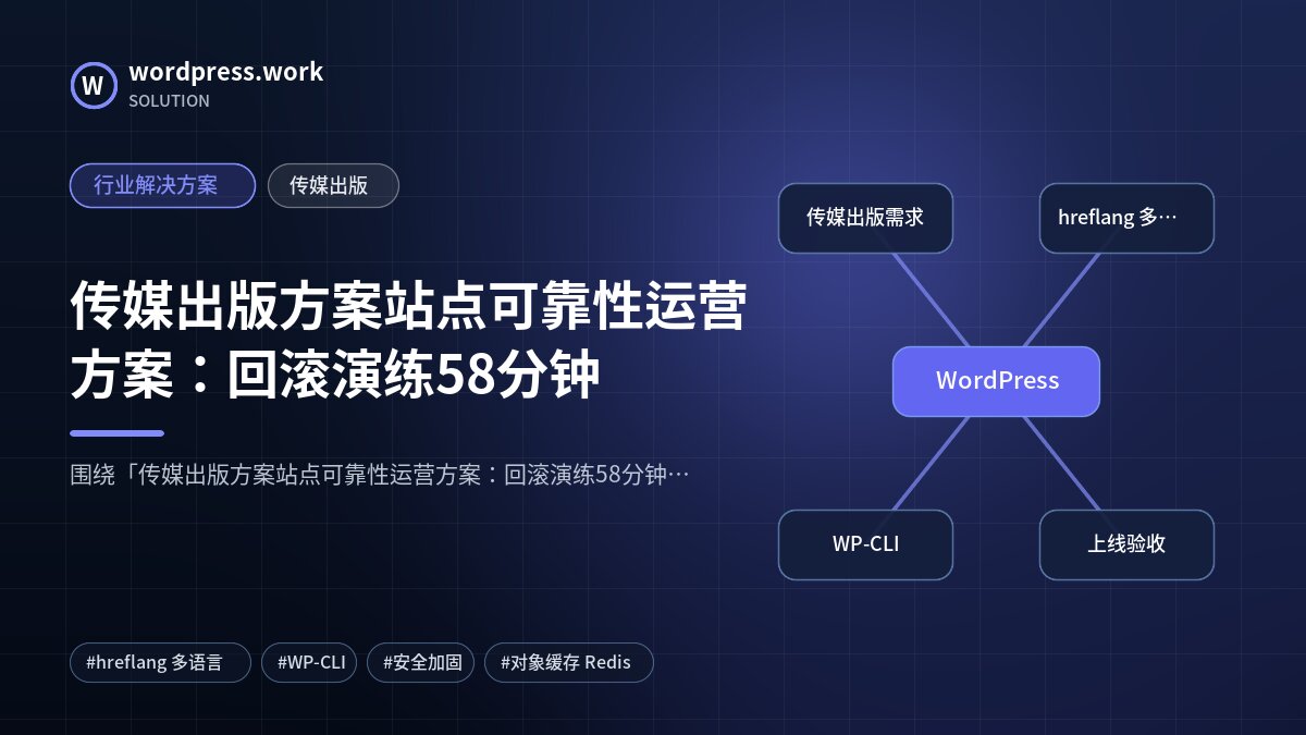 传媒出版方案站点可靠性运营方案:回滚演练58分钟|行业解决方案|传媒出版