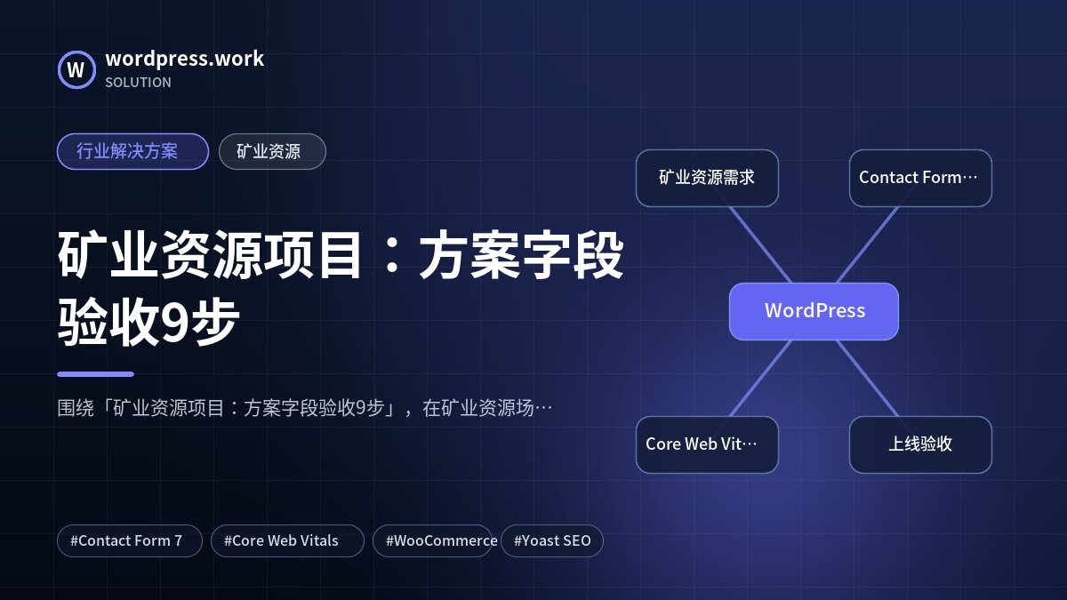 矿业资源项目:方案字段验收9步|行业解决方案|矿业资源