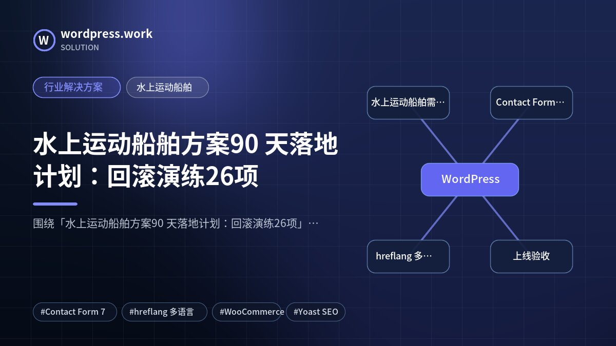 水上运动船舶方案90 天落地计划：回滚演练26项｜行业解决方案｜水上运动船舶