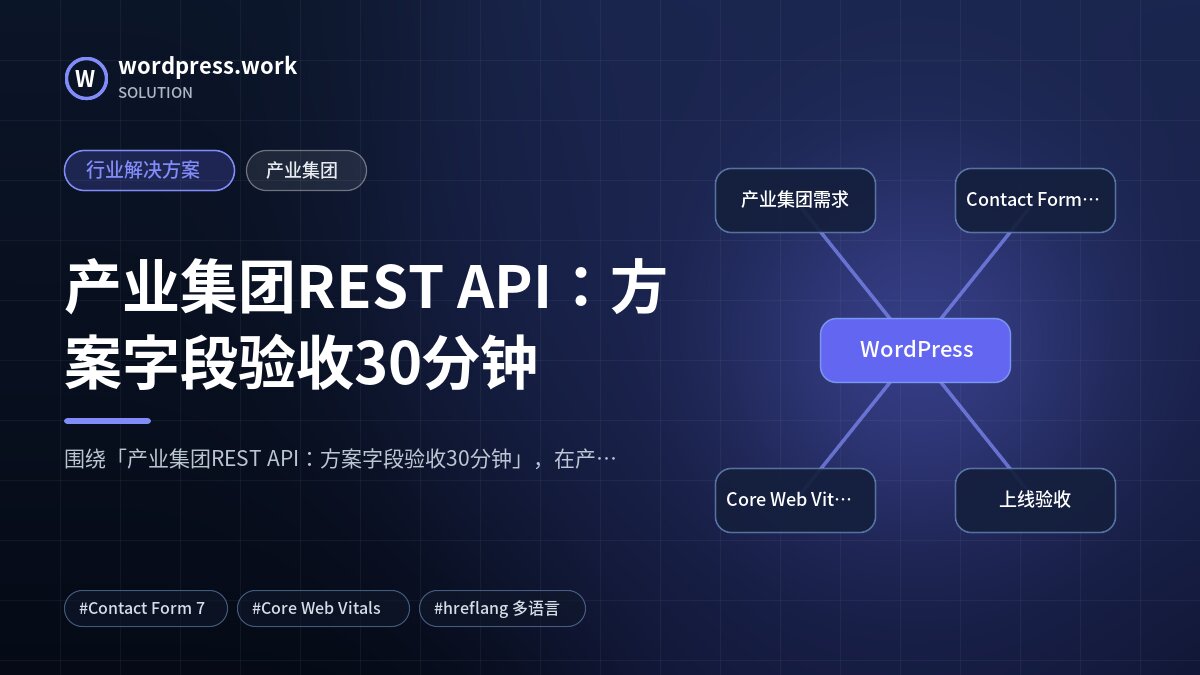 产业集团REST API：方案字段验收30分钟｜行业解决方案｜产业集团