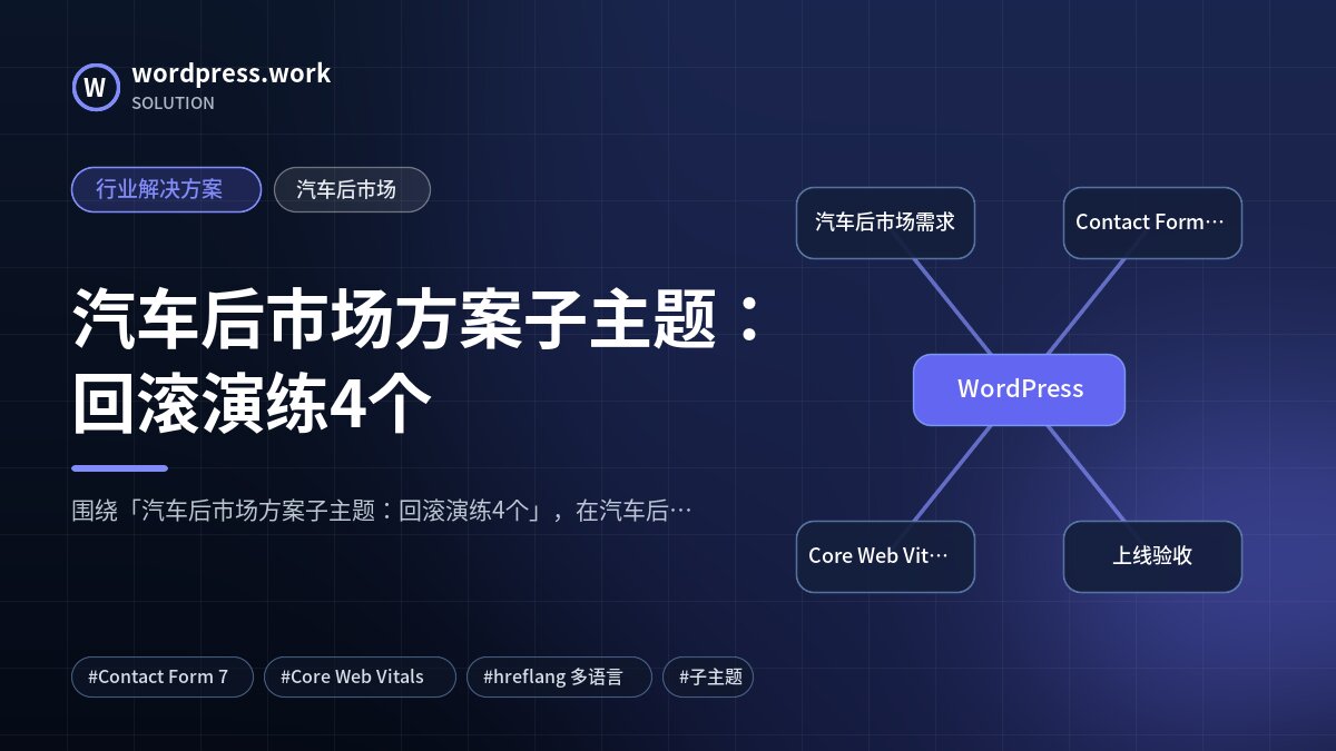 汽车后市场方案子主题:回滚演练4个|行业解决方案|汽车后市场