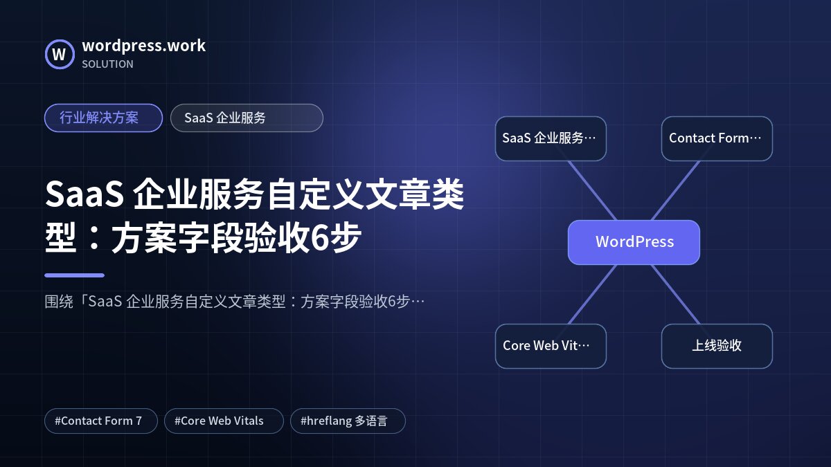 SaaS 企业服务自定义文章类型:方案字段验收6步|行业解决方案|SaaS 企业服务