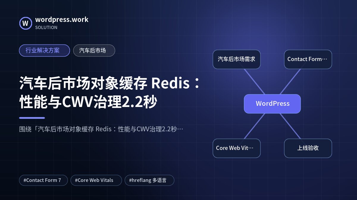 汽车后市场对象缓存 Redis:性能与CWV治理2.2秒|行业解决方案|汽车后市场