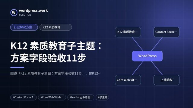 K12 素质教育子主题:方案字段验收11步|行业解决方案|K12 素质教育
