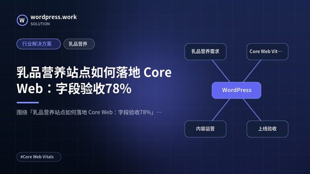 乳品营养站点如何落地 Core Web:字段验收78%|行业解决方案|乳品营养