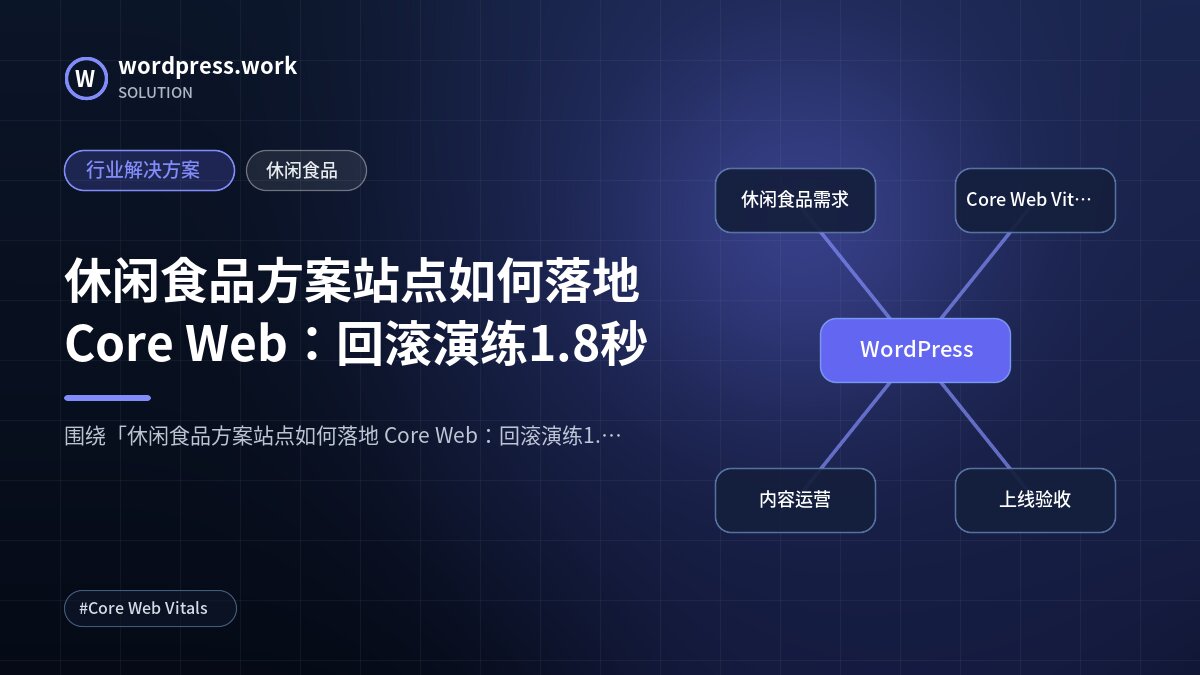 休闲食品方案站点如何落地 Core Web：回滚演练1.8秒｜行业解决方案｜休闲食品