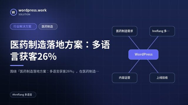 医药制造落地方案:多语言获客26%|行业解决方案|医药制造