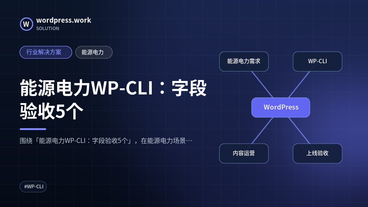 能源电力WP-CLI：字段验收5个｜行业解决方案｜能源电力