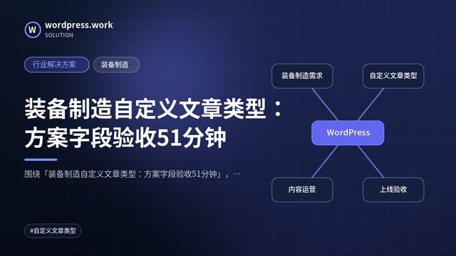 装备制造自定义文章类型:方案字段验收51分钟|行业解决方案|装备制造