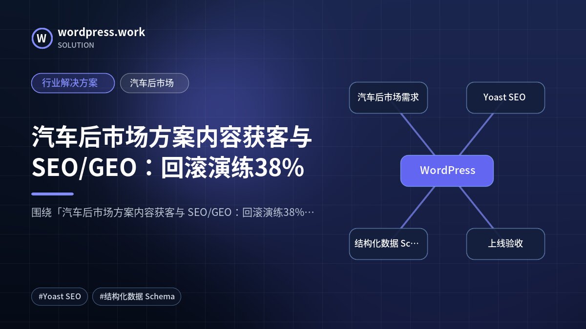 汽车后市场方案内容获客与 SEO/GEO：回滚演练38%｜行业解决方案｜汽车后市场