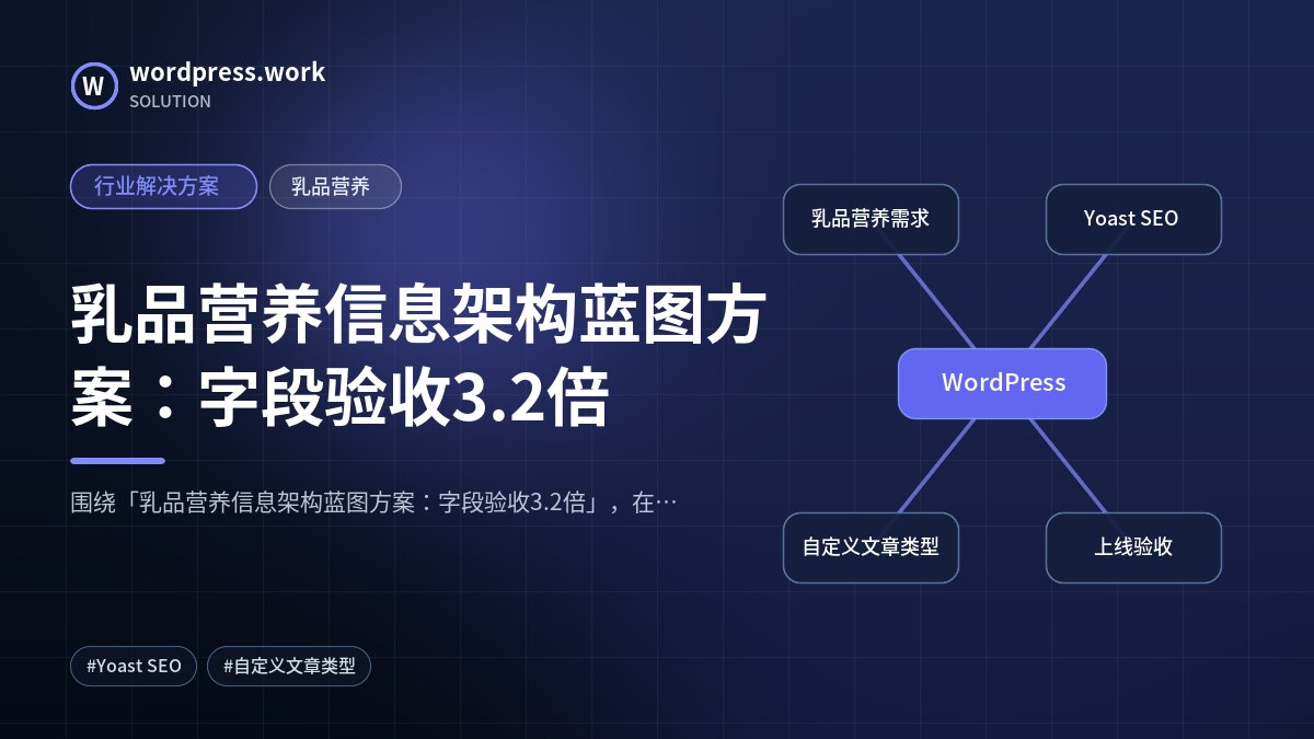 乳品营养信息架构蓝图方案:字段验收3.2倍|行业解决方案|乳品营养