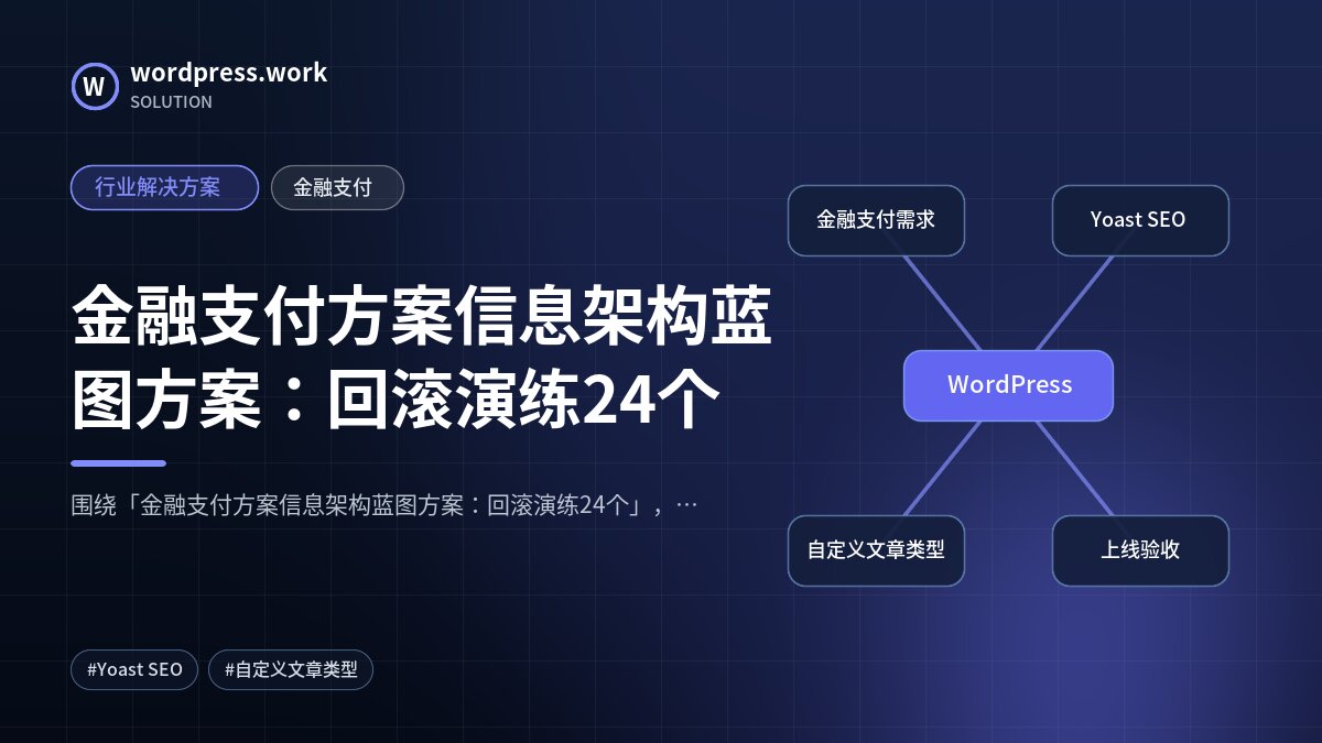 金融支付方案信息架构蓝图方案:回滚演练24个|行业解决方案|金融支付