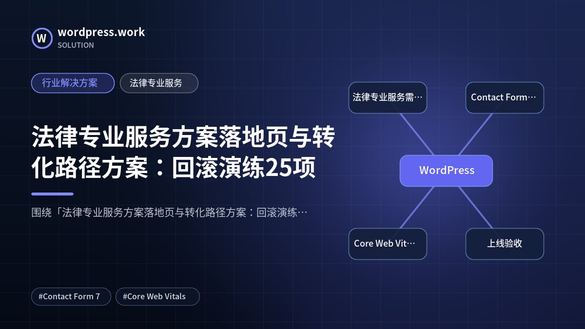 法律专业服务方案落地页与转化路径方案:回滚演练25项|行业解决方案|法律专业服务