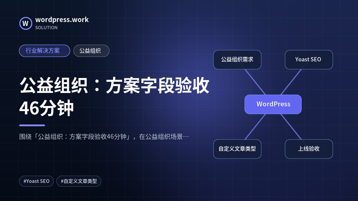 公益组织：方案字段验收46分钟｜行业解决方案｜公益组织