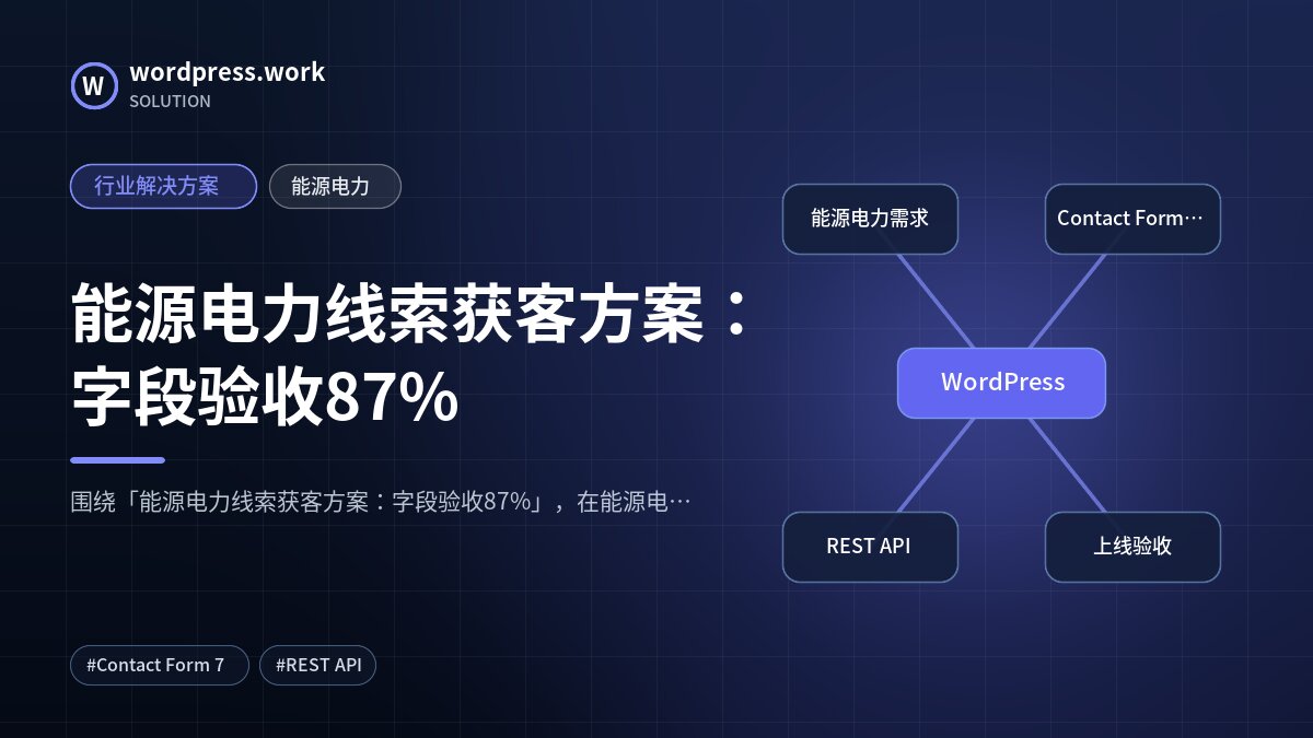 能源电力线索获客方案:字段验收87%|行业解决方案|能源电力