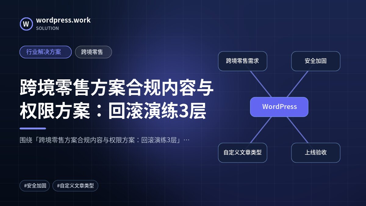 跨境零售方案合规内容与权限方案：回滚演练3层｜行业解决方案｜跨境零售