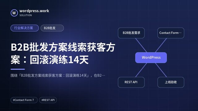 B2B批发方案线索获客方案:回滚演练14天|行业解决方案|B2B批发