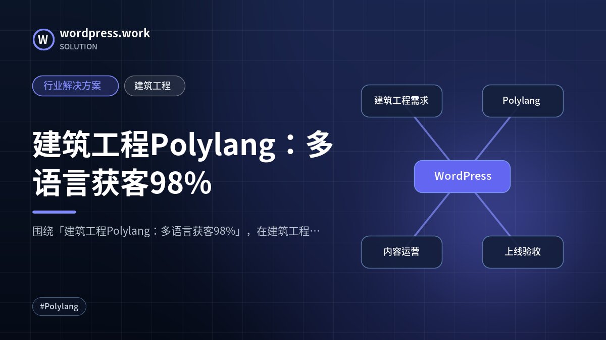 建筑工程Polylang：多语言获客98%｜行业解决方案｜建筑工程