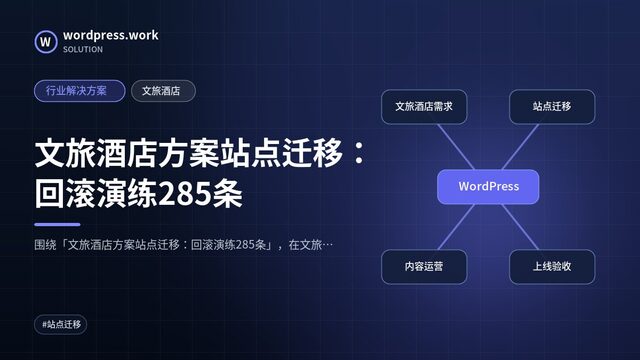 文旅酒店方案站点迁移：回滚演练285条｜行业解决方案｜文旅酒店