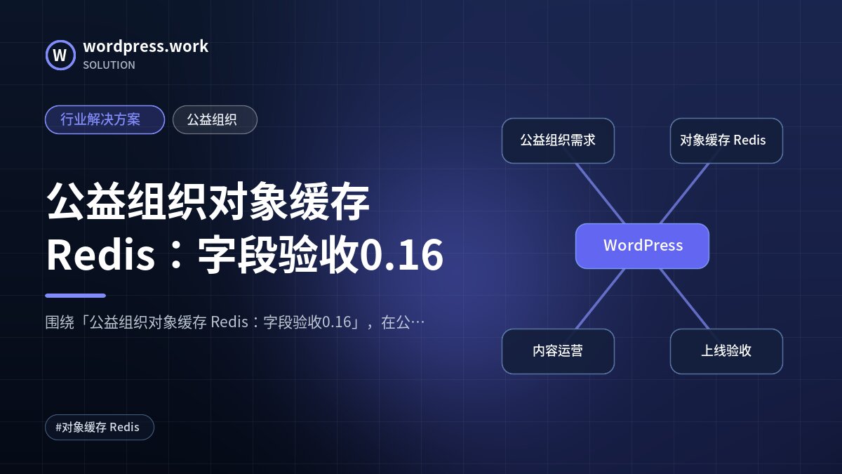 公益组织对象缓存 Redis:字段验收0.16|行业解决方案|公益组织