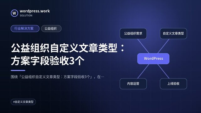 公益组织自定义文章类型:方案字段验收3个|行业解决方案|公益组织